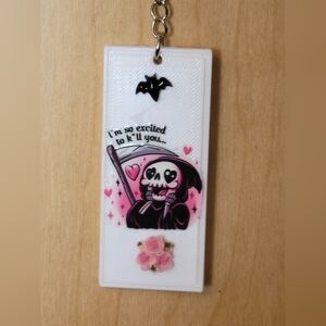 💀NEW 💀 Cute Grim Reaper Keychain with Pink Accents